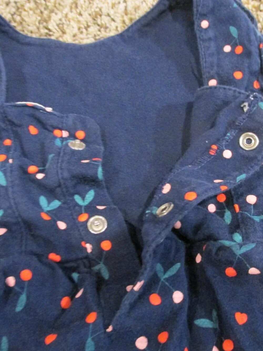 Carters‎ Pullover Sundress Toddler Girls Size 24M Navy Blue Pink Cherries Hearts